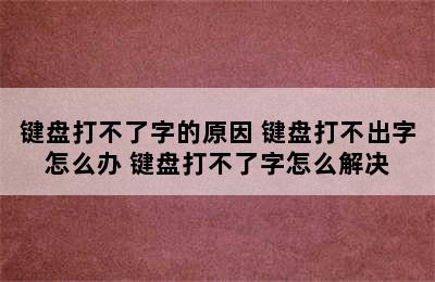 键盘打不了字的原因 键盘打不出字怎么办 键盘打不了字怎么解决